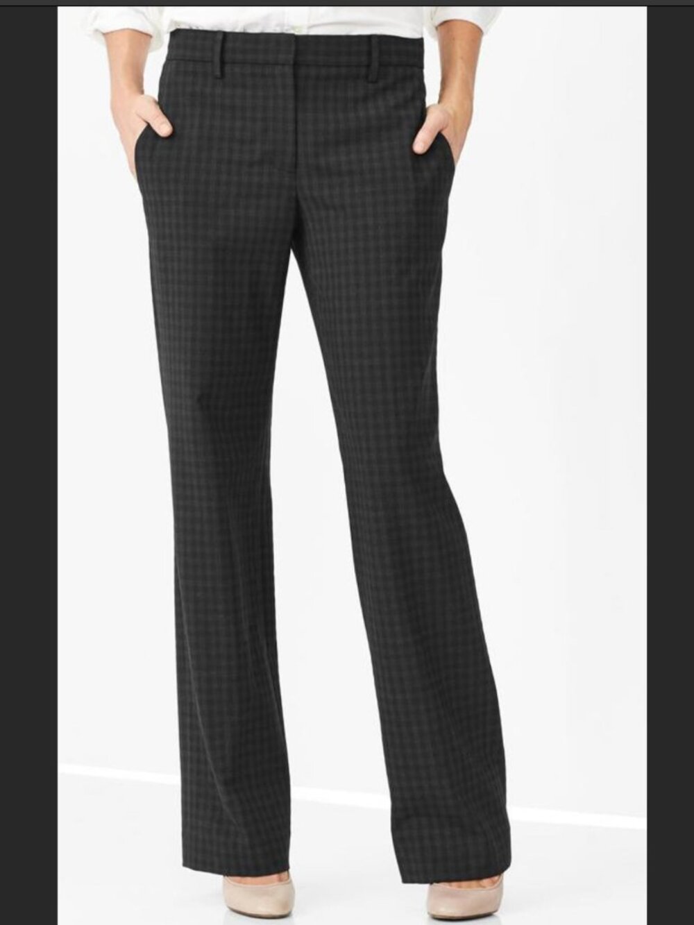 NWT Gap 2014 Perfect Trouser Gingham Black Gray 2 Pants Bootcut